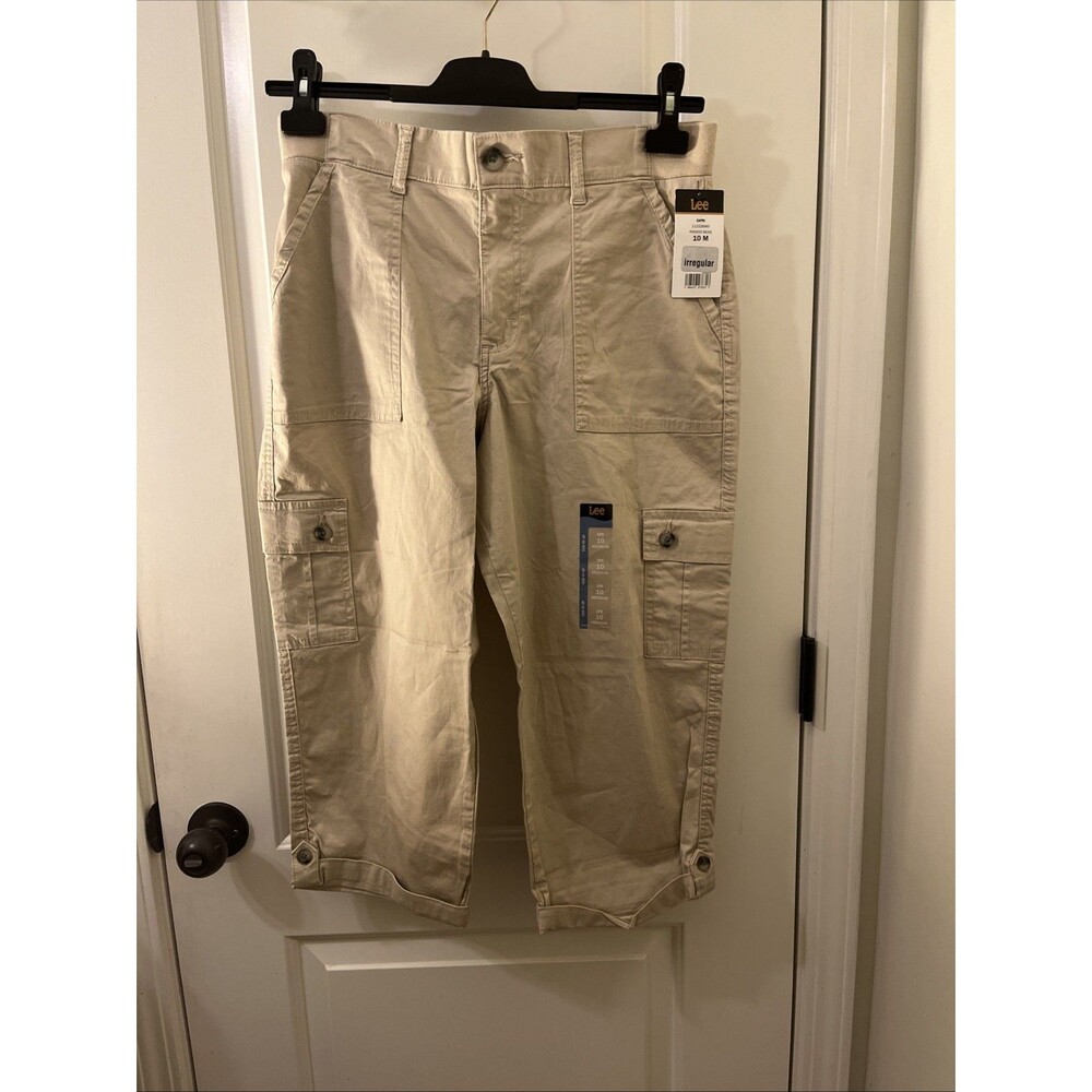 Lee Capri Pants Womens 10 Medium Irregular Pioneer Beige Flex To Go Cargo Pants